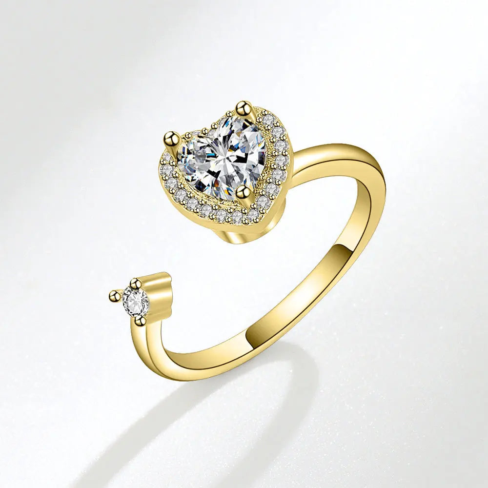 Fidget Spinner Ring for Women – Anti-Stress & Anxiety Relief, Multi-Crystal Flower, Eye, Butterfly & Animal Rotating Jewelry for Weddings & Gifts