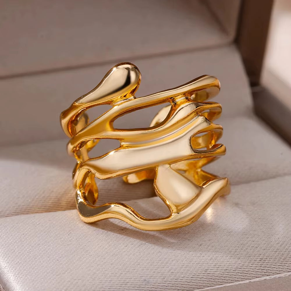 Vintage Gold Stainless Steel Ring
