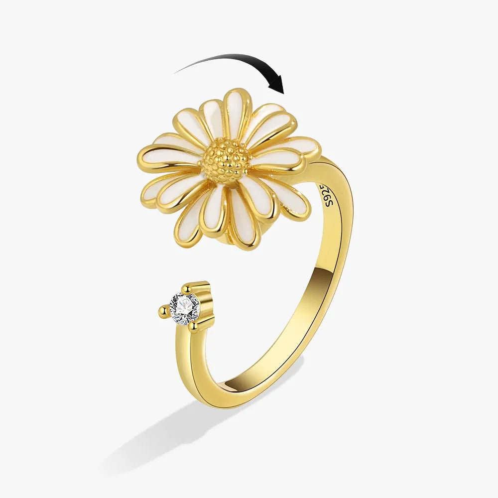 Fidget Spinner Ring for Women – Anti-Stress & Anxiety Relief, Multi-Crystal Flower, Eye, Butterfly & Animal Rotating Jewelry for Weddings & Gifts