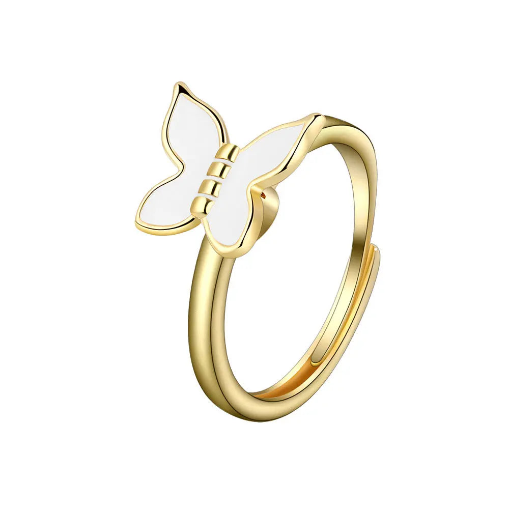 Fidget Spinner Ring for Women – Anti-Stress & Anxiety Relief, Multi-Crystal Flower, Eye, Butterfly & Animal Rotating Jewelry for Weddings & Gifts