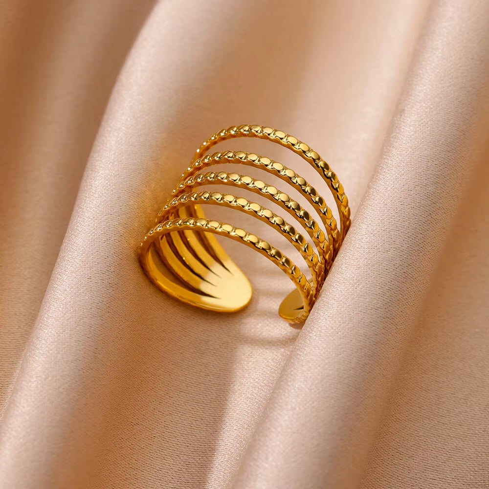 Vintage Gold Stainless Steel Ring