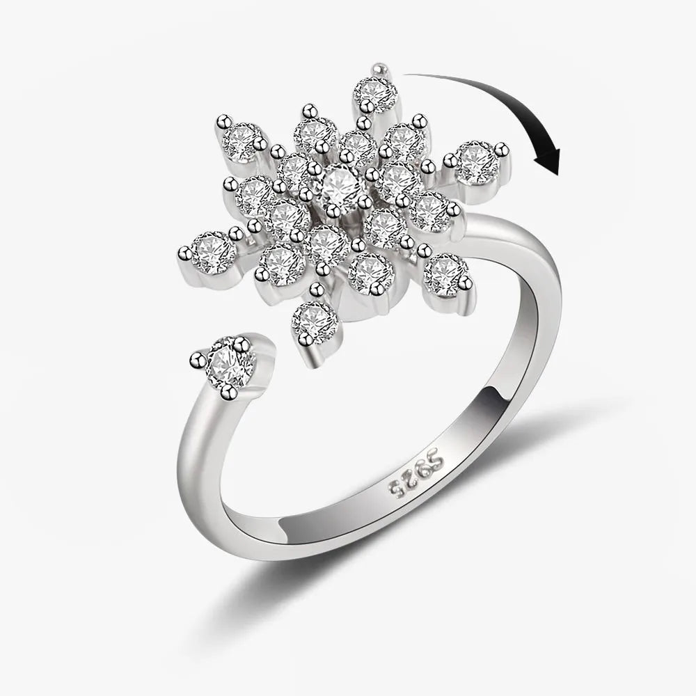 Fidget Spinner Ring for Women – Anti-Stress & Anxiety Relief, Multi-Crystal Flower, Eye, Butterfly & Animal Rotating Jewelry for Weddings & Gifts