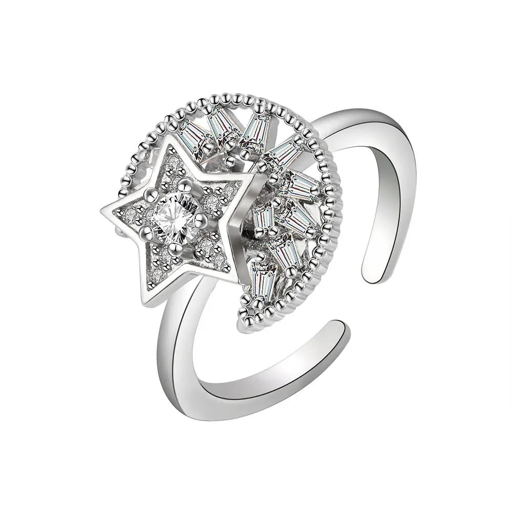 Fidget Spinner Ring for Women – Anti-Stress & Anxiety Relief, Multi-Crystal Flower, Eye, Butterfly & Animal Rotating Jewelry for Weddings & Gifts
