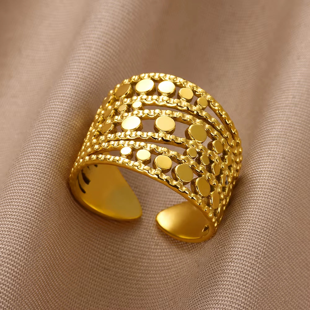 Vintage Gold Stainless Steel Ring
