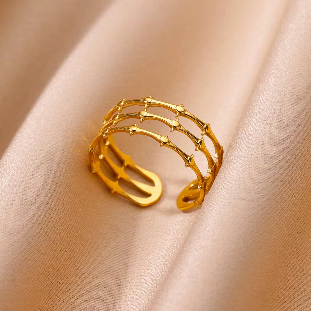 Vintage Gold Stainless Steel Ring
