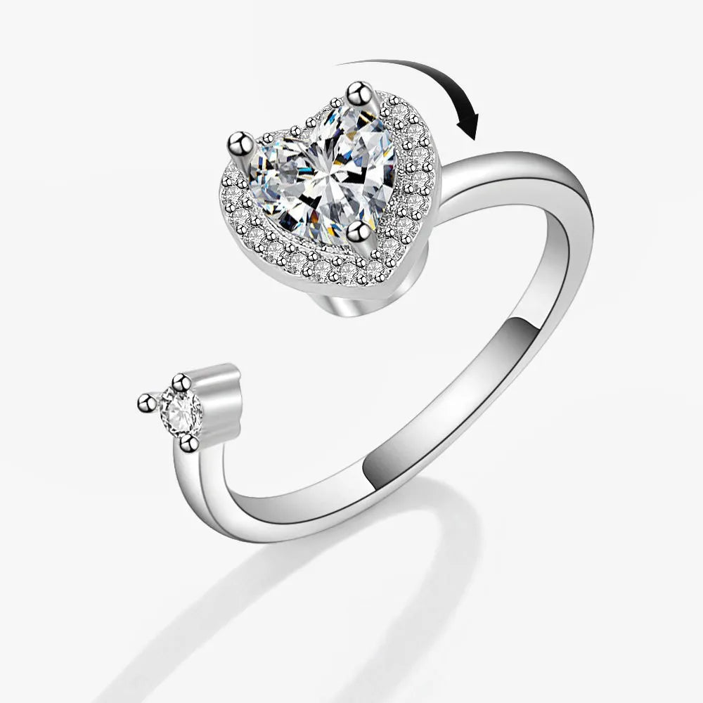 Fidget Spinner Ring for Women – Anti-Stress & Anxiety Relief, Multi-Crystal Flower, Eye, Butterfly & Animal Rotating Jewelry for Weddings & Gifts