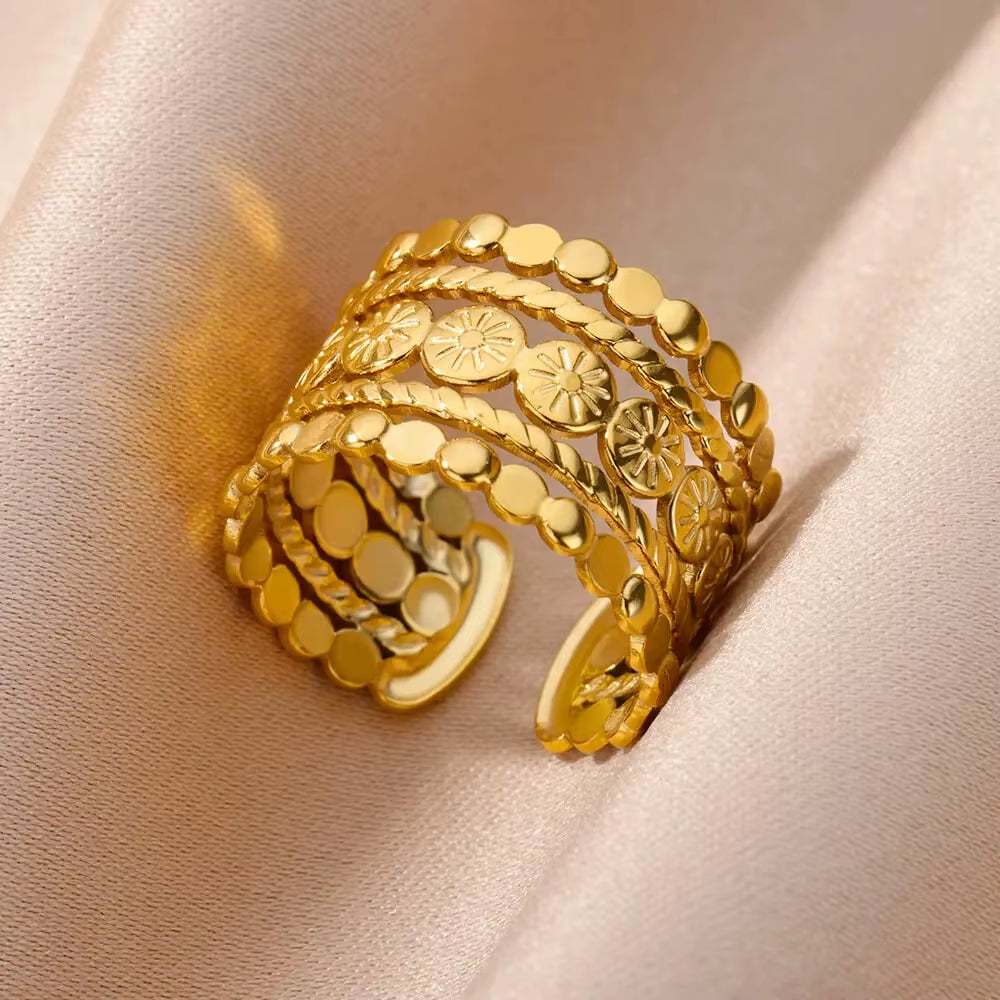 Vintage Gold Stainless Steel Ring
