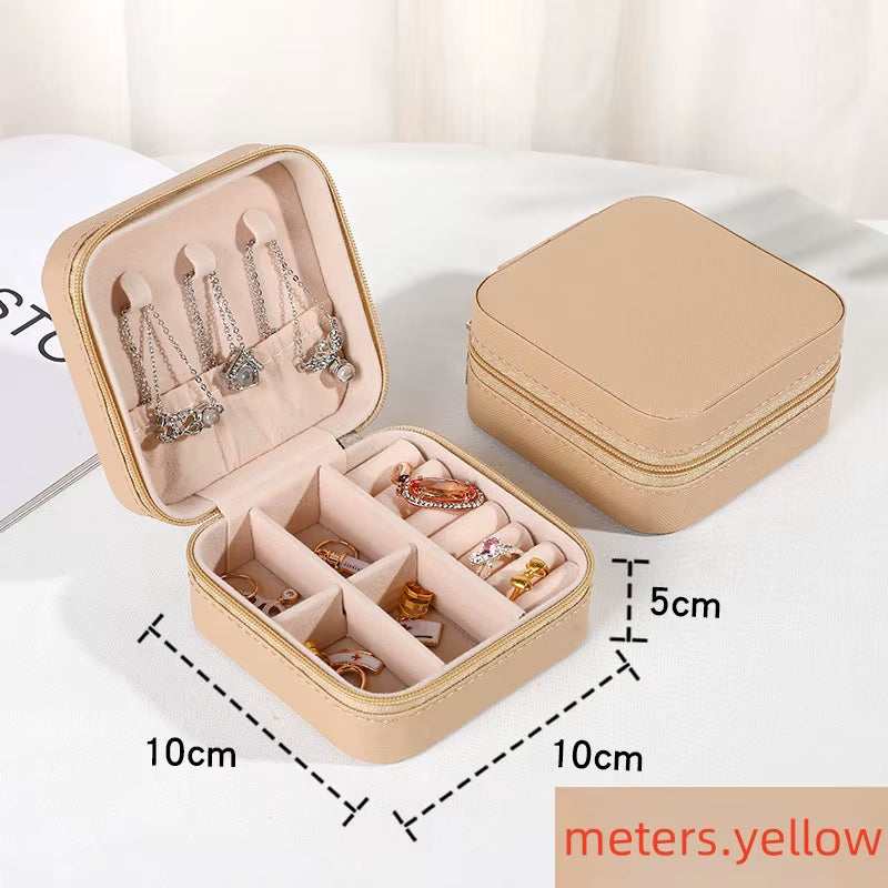 Mini Travel Jewelry Box – PU Leather Organizer for Rings & Earrings