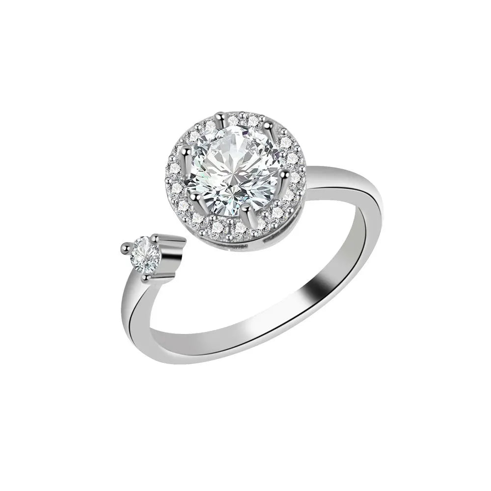 Fidget Spinner Ring for Women – Anti-Stress & Anxiety Relief, Multi-Crystal Flower, Eye, Butterfly & Animal Rotating Jewelry for Weddings & Gifts