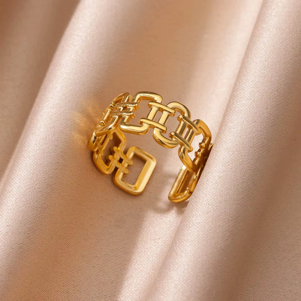 Vintage Gold Stainless Steel Ring