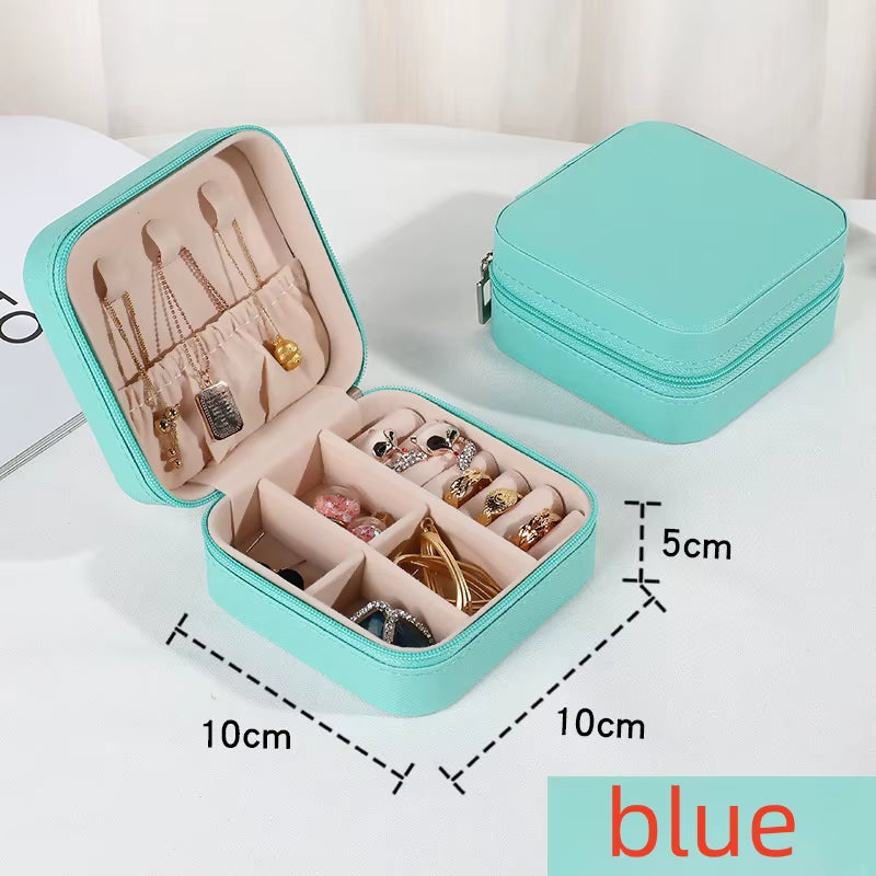 Mini Travel Jewelry Box – PU Leather Organizer for Rings & Earrings