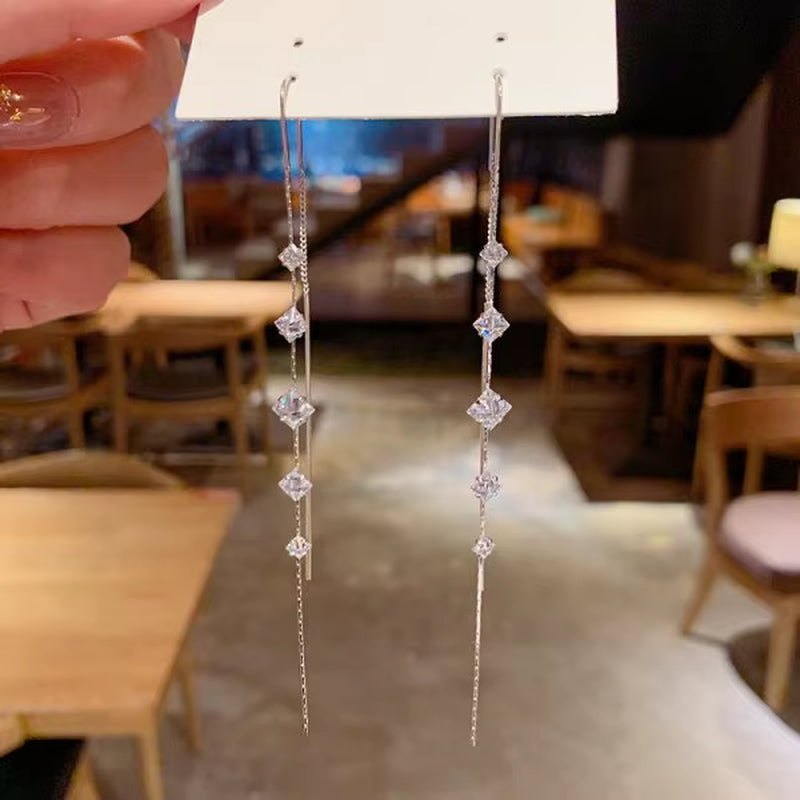 Exquisite Crystal Drop Earrings – Long Hanging Bee, Butterfly & Flower Design for Women, Elegant Zircon Piercing Jewelry Accessories