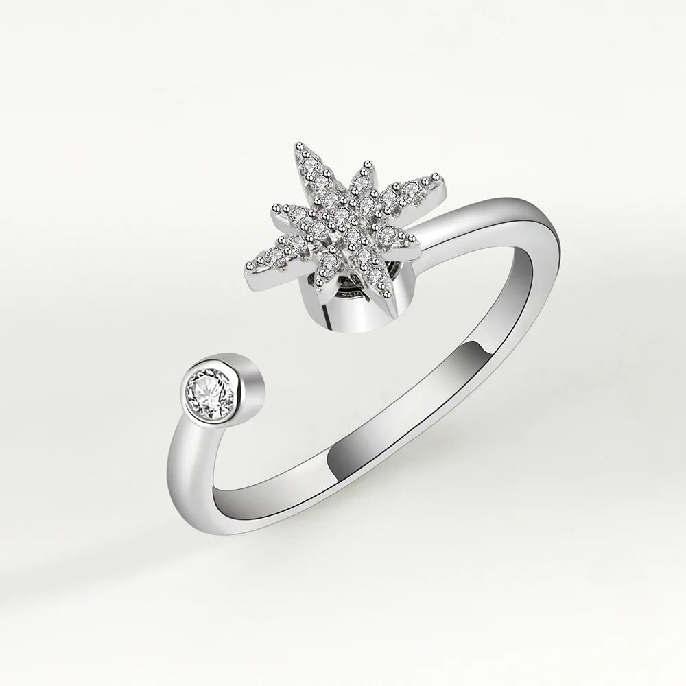 Fidget Spinner Ring for Women – Anti-Stress & Anxiety Relief, Multi-Crystal Flower, Eye, Butterfly & Animal Rotating Jewelry for Weddings & Gifts