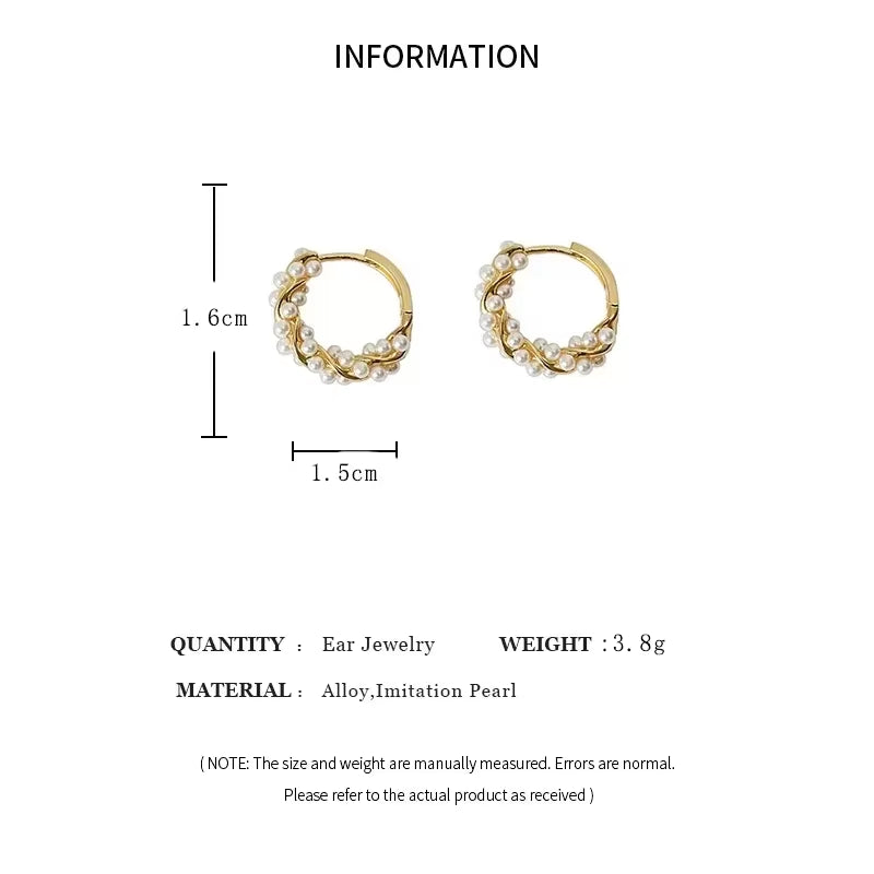 French Imitation Pearl Hoop Earrings