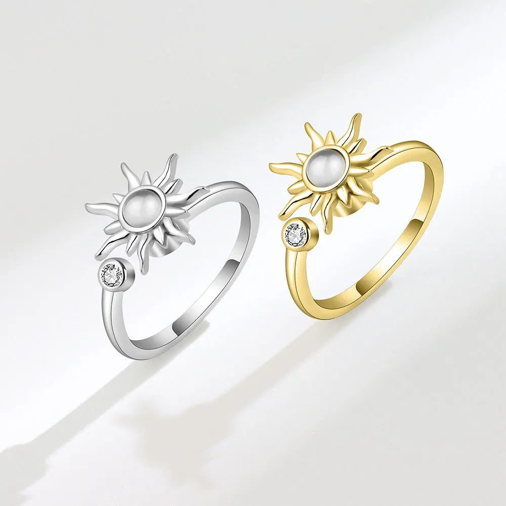 Fidget Spinner Ring for Women – Anti-Stress & Anxiety Relief, Multi-Crystal Flower, Eye, Butterfly & Animal Rotating Jewelry for Weddings & Gifts