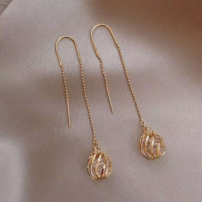 Exquisite Crystal Drop Earrings – Long Hanging Bee, Butterfly & Flower Design for Women, Elegant Zircon Piercing Jewelry Accessories