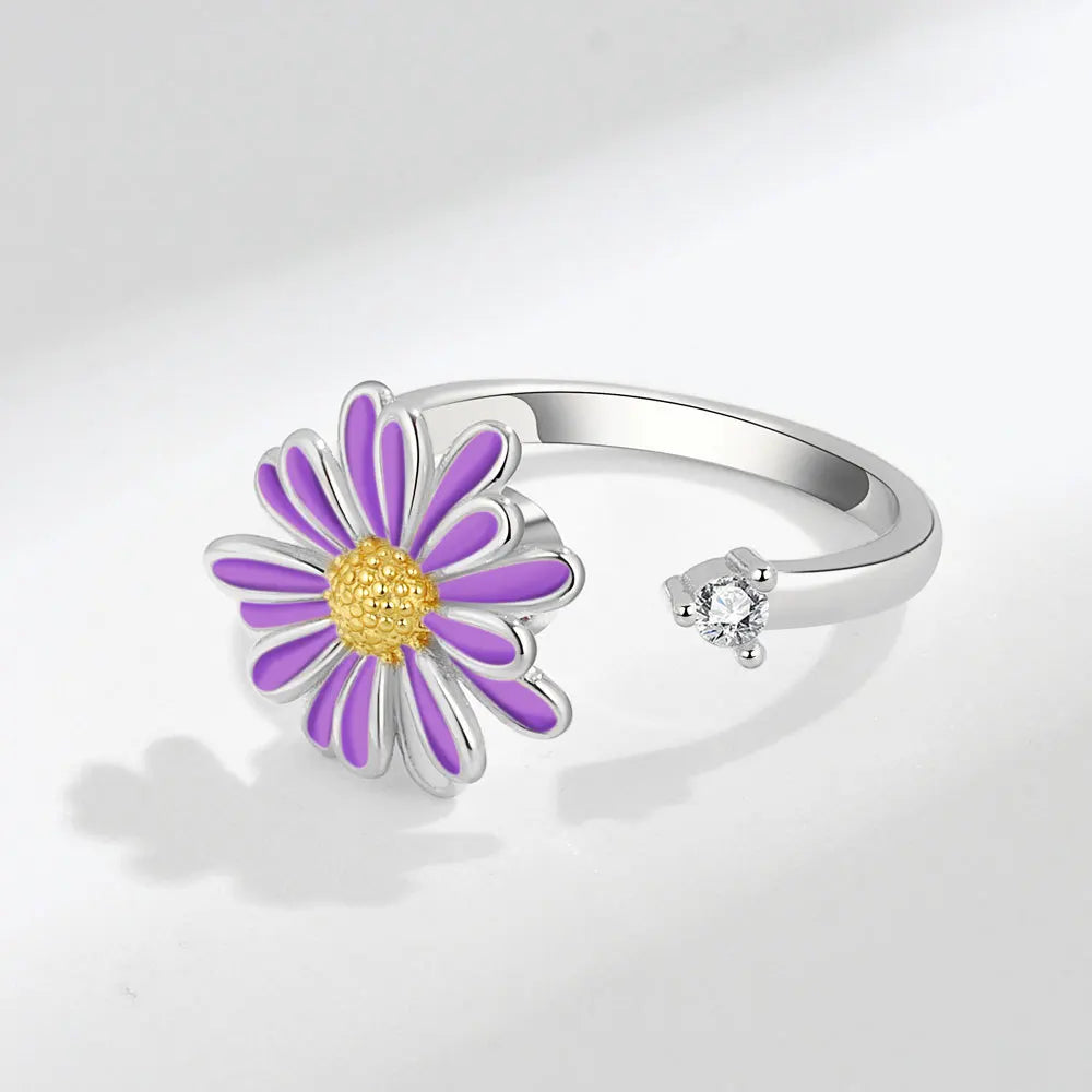 Fidget Spinner Ring for Women – Anti-Stress & Anxiety Relief, Multi-Crystal Flower, Eye, Butterfly & Animal Rotating Jewelry for Weddings & Gifts