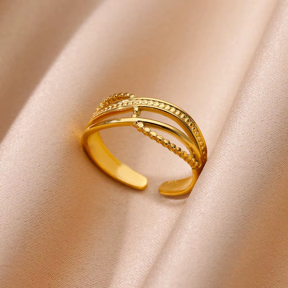 Vintage Gold Stainless Steel Ring