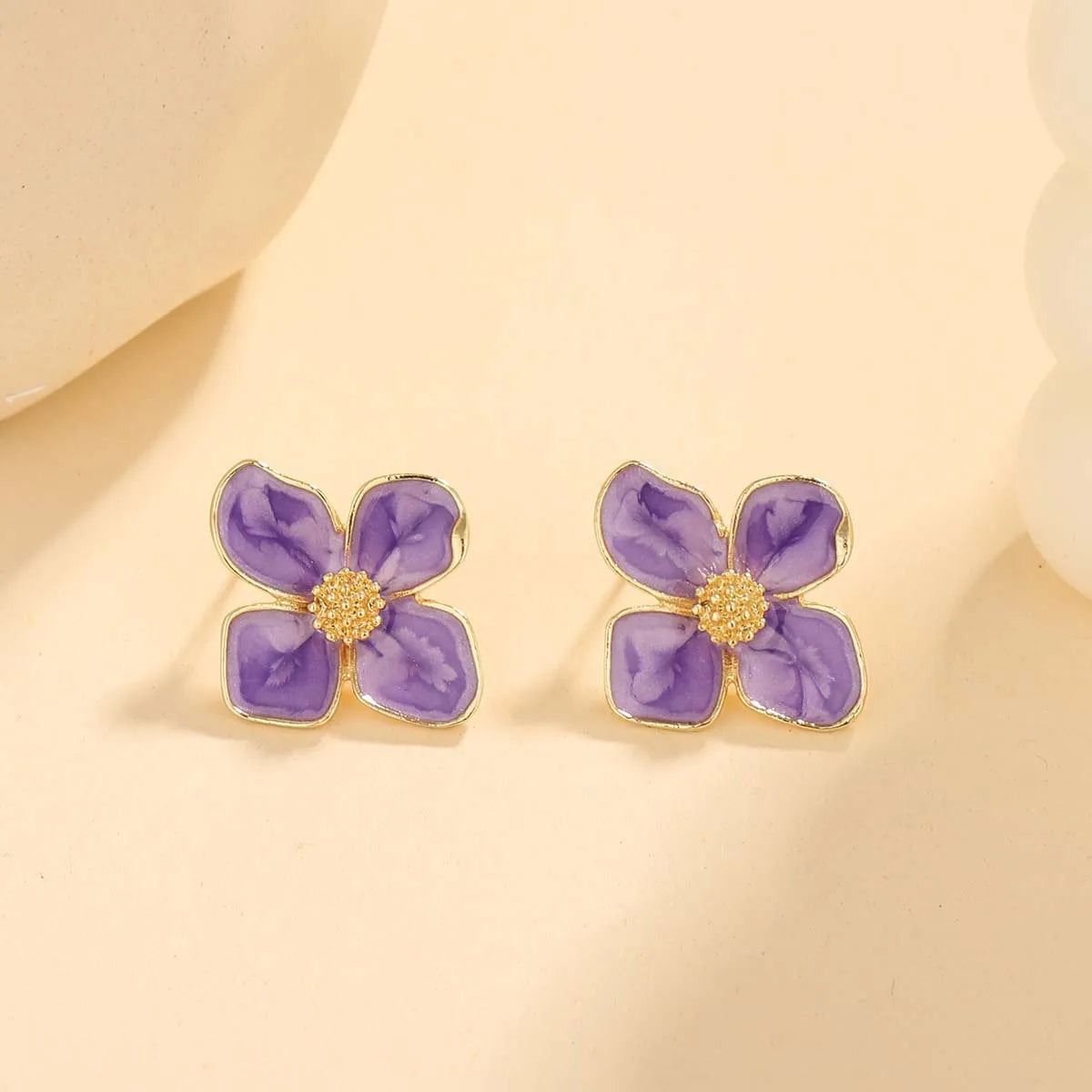Vintage Sweet Flower Stud Earrings – Multi-Colored Metal Floral Jewelry for Women, Elegant Gift for Party & Wedding