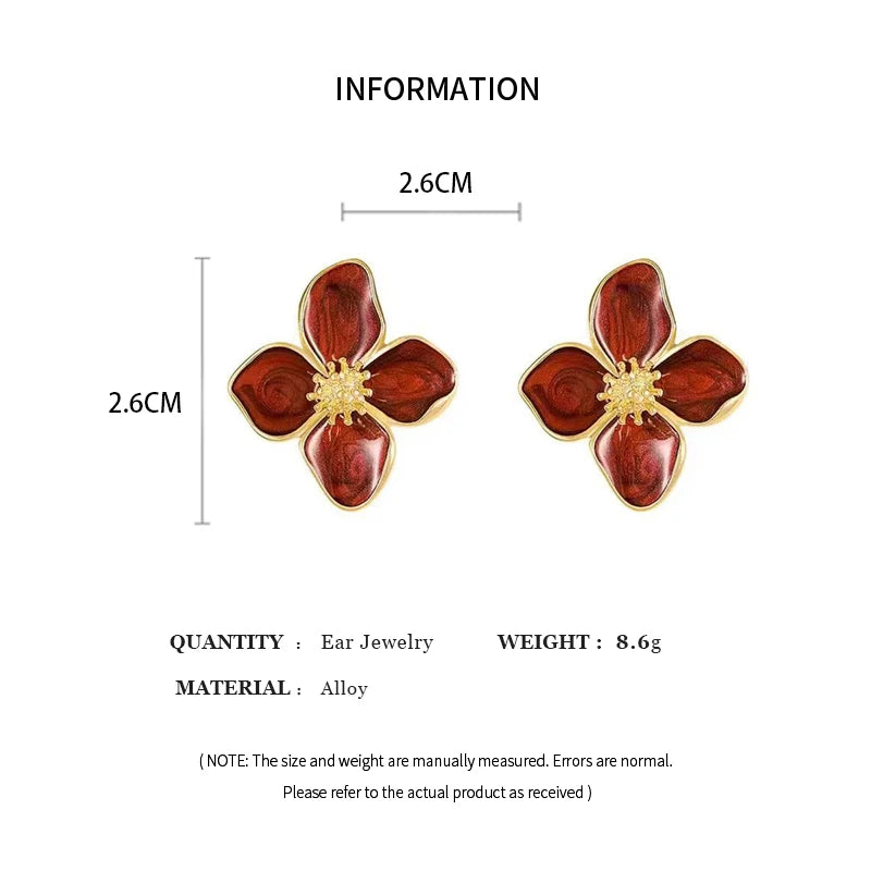 Vintage Sweet Flower Stud Earrings – Multi-Colored Metal Floral Jewelry for Women, Elegant Gift for Party & Wedding