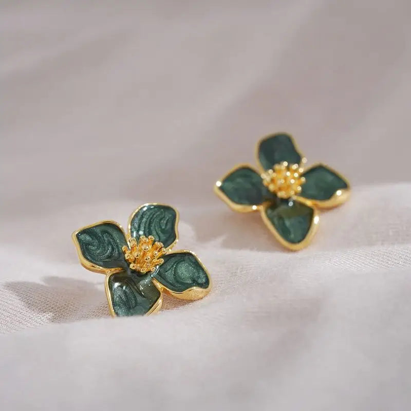 Vintage Sweet Flower Stud Earrings – Multi-Colored Metal Floral Jewelry for Women, Elegant Gift for Party & Wedding