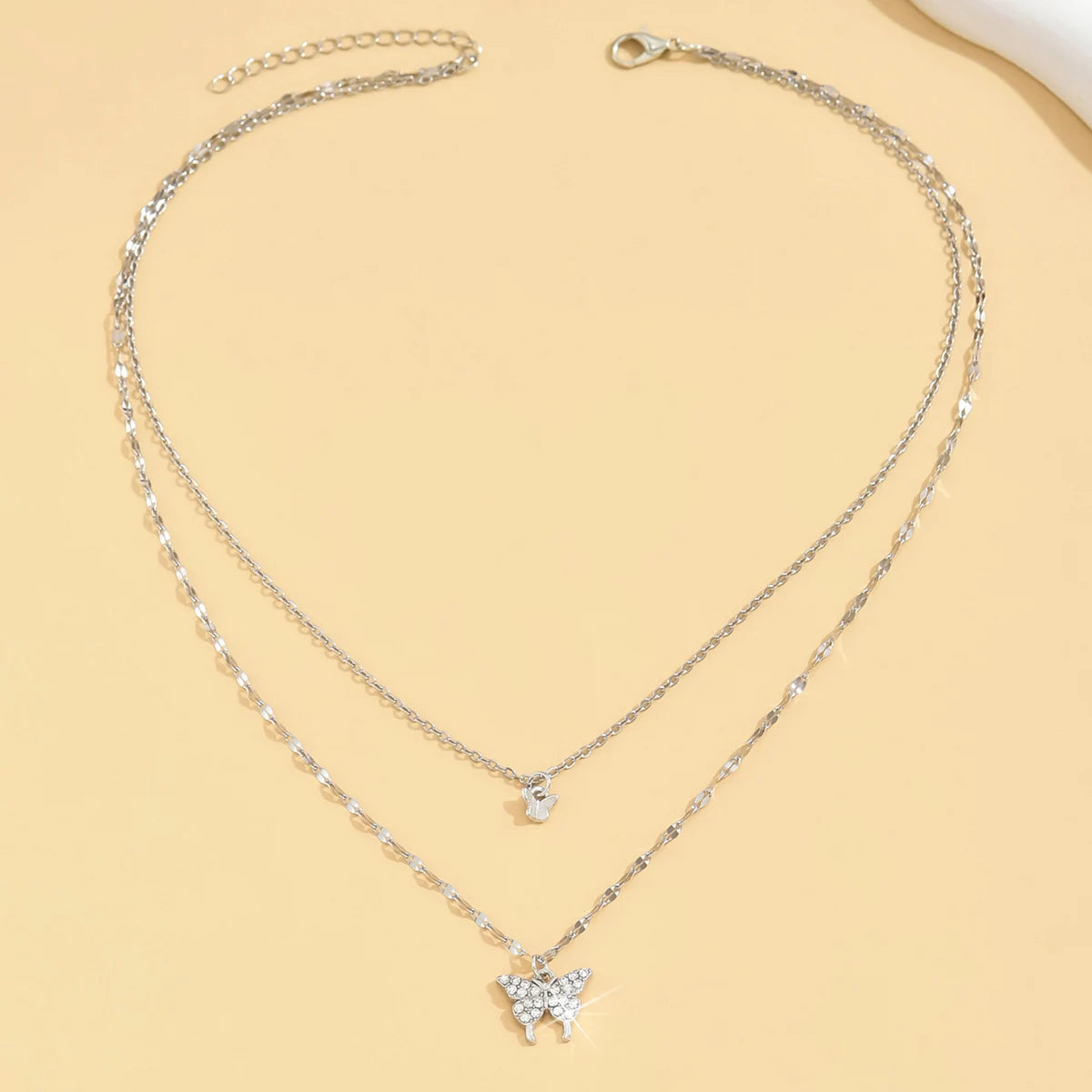 Women’s Sparkling Double-Layer Butterfly Necklace – Exquisite Collar Chain Jewelry for Party, Banquet & Holiday Giftdouble layer butterfly necklace