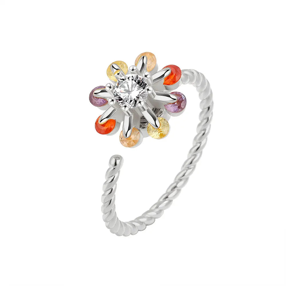 Fidget Spinner Ring for Women – Anti-Stress & Anxiety Relief, Multi-Crystal Flower, Eye, Butterfly & Animal Rotating Jewelry for Weddings & Gifts