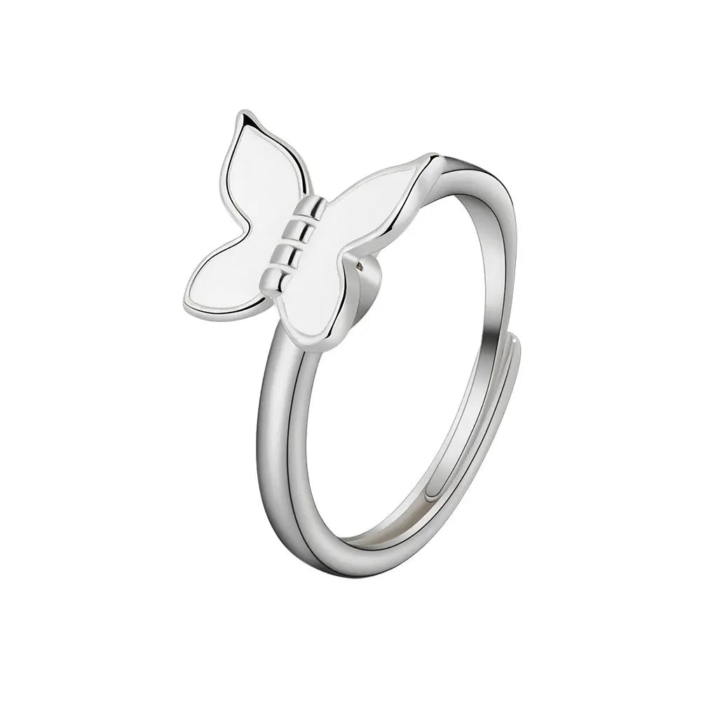 Fidget Spinner Ring for Women – Anti-Stress & Anxiety Relief, Multi-Crystal Flower, Eye, Butterfly & Animal Rotating Jewelry for Weddings & Gifts