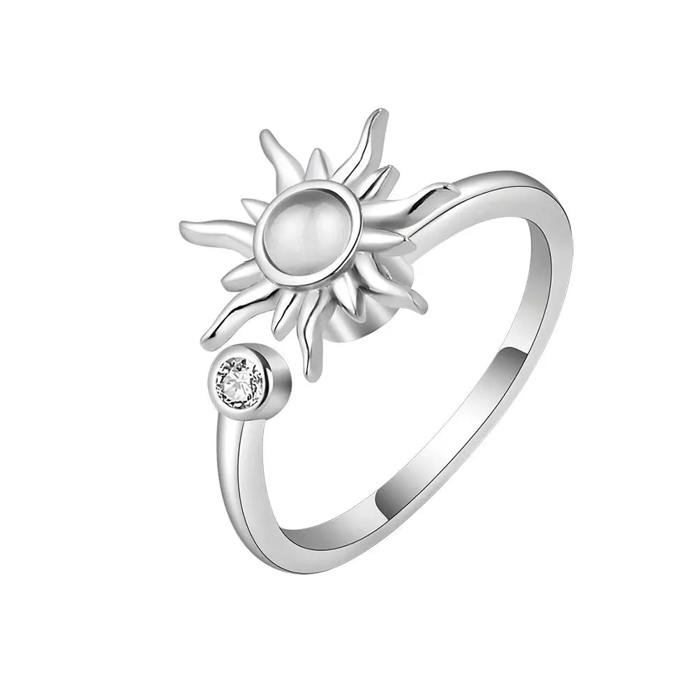 Fidget Spinner Ring for Women – Anti-Stress & Anxiety Relief, Multi-Crystal Flower, Eye, Butterfly & Animal Rotating Jewelry for Weddings & Gifts
