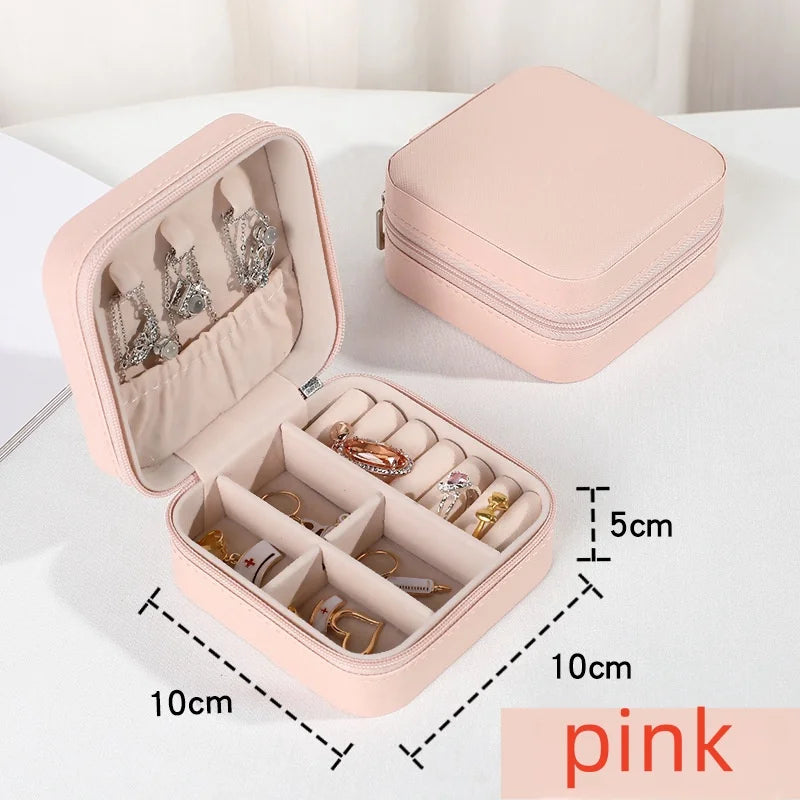 Mini Travel Jewelry Box – PU Leather Organizer for Rings & Earrings
