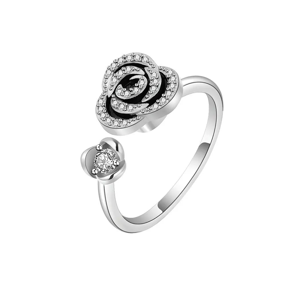Fidget Spinner Ring for Women – Anti-Stress & Anxiety Relief, Multi-Crystal Flower, Eye, Butterfly & Animal Rotating Jewelry for Weddings & Gifts