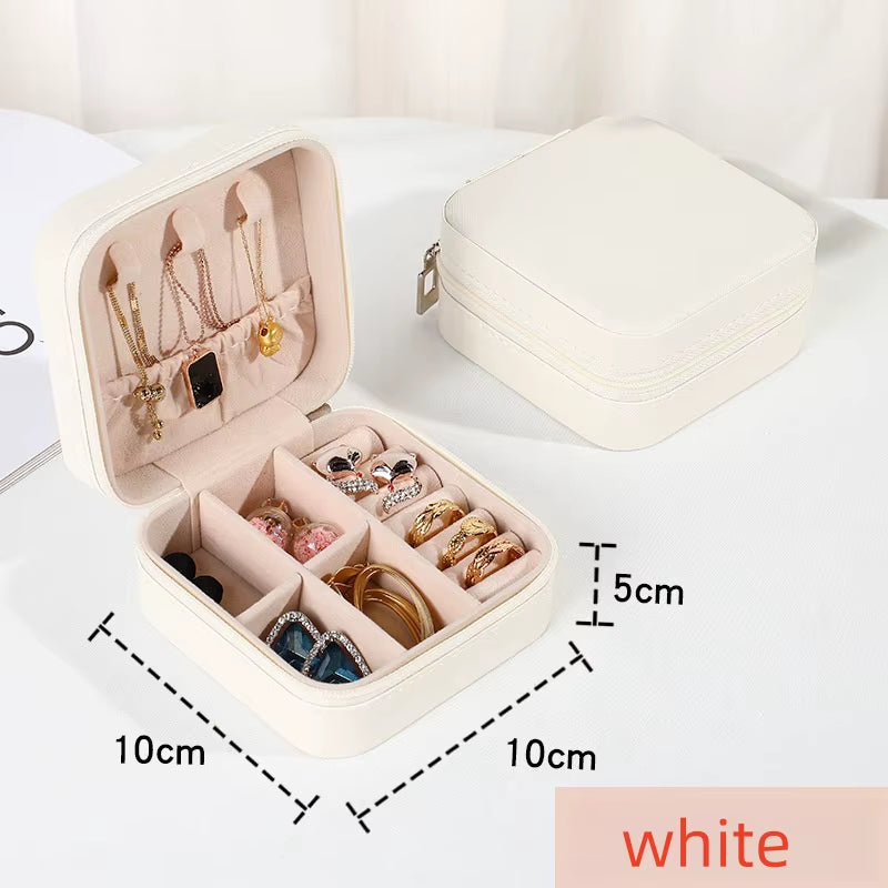 Mini Travel Jewelry Box – PU Leather Organizer for Rings & Earrings