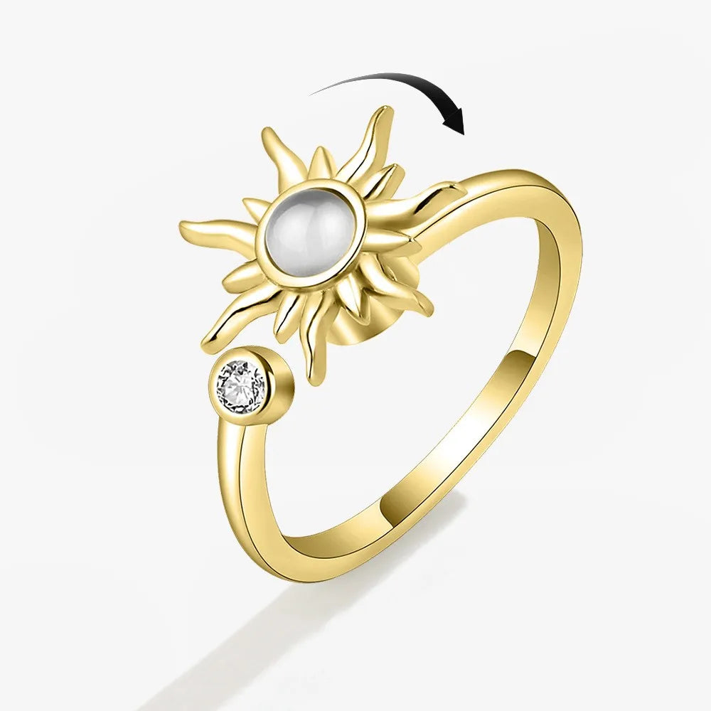Fidget Spinner Ring for Women – Anti-Stress & Anxiety Relief, Multi-Crystal Flower, Eye, Butterfly & Animal Rotating Jewelry for Weddings & Gifts