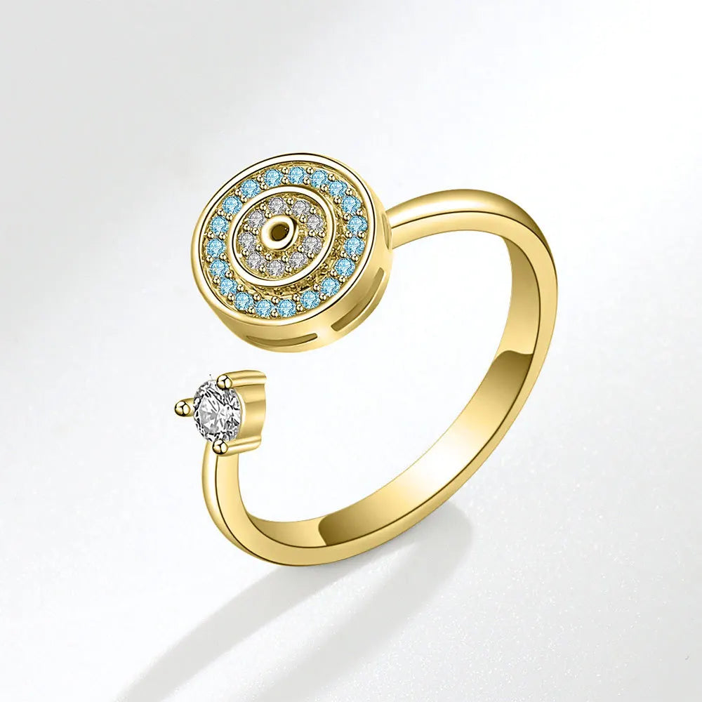 Fidget Spinner Ring for Women – Anti-Stress & Anxiety Relief, Multi-Crystal Flower, Eye, Butterfly & Animal Rotating Jewelry for Weddings & Gifts