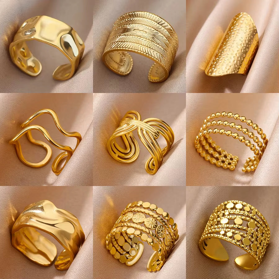 Vintage Gold Stainless Steel Ring