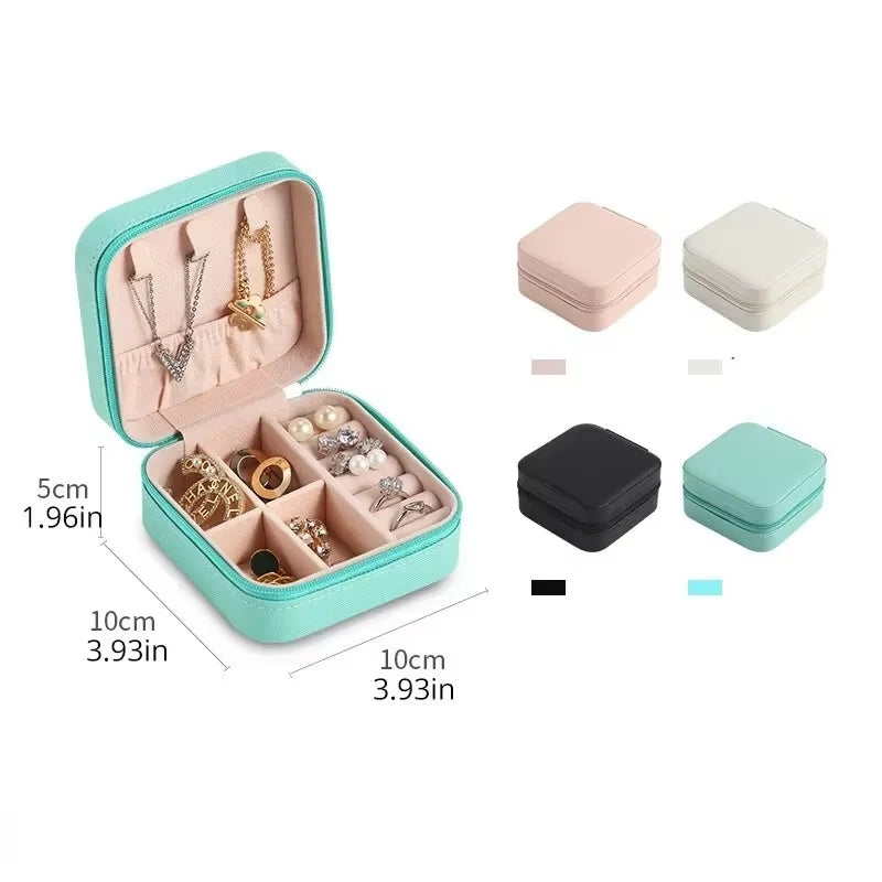 Mini Travel Jewelry Box – PU Leather Organizer for Rings & Earrings