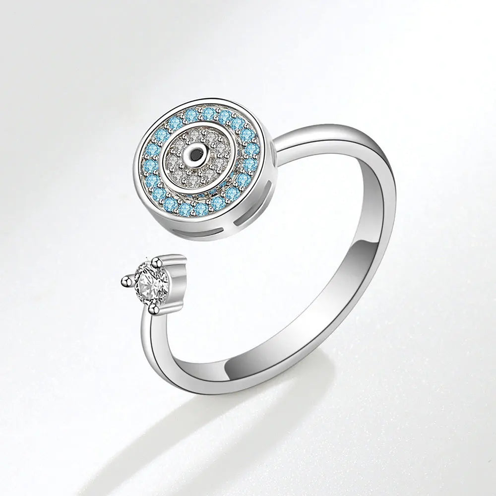 Fidget Spinner Ring for Women – Anti-Stress & Anxiety Relief, Multi-Crystal Flower, Eye, Butterfly & Animal Rotating Jewelry for Weddings & Gifts