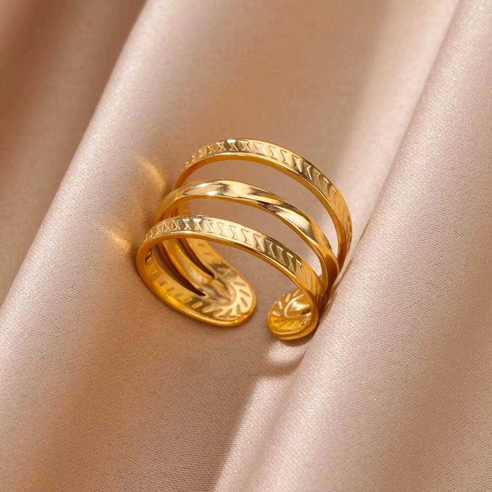 Vintage Gold Stainless Steel Ring