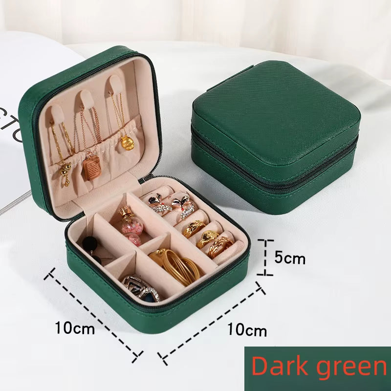 Mini Travel Jewelry Box – PU Leather Organizer for Rings & Earrings