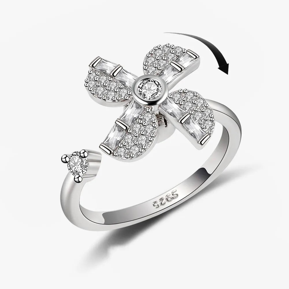 Fidget Spinner Ring for Women – Anti-Stress & Anxiety Relief, Multi-Crystal Flower, Eye, Butterfly & Animal Rotating Jewelry for Weddings & Gifts