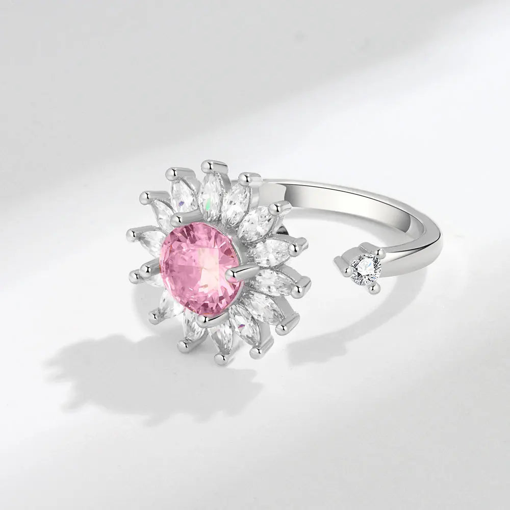Fidget Spinner Ring for Women – Anti-Stress & Anxiety Relief, Multi-Crystal Flower, Eye, Butterfly & Animal Rotating Jewelry for Weddings & Gifts