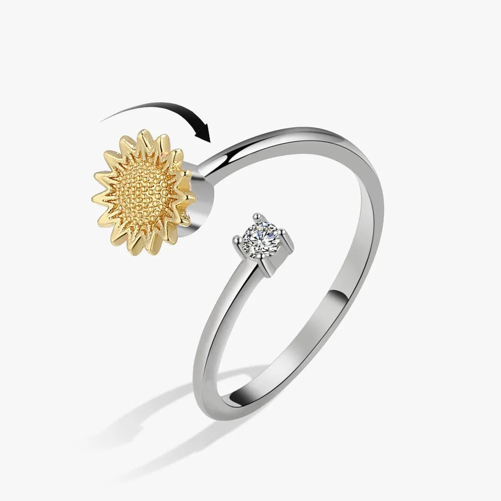 Fidget Spinner Ring for Women – Anti-Stress & Anxiety Relief, Multi-Crystal Flower, Eye, Butterfly & Animal Rotating Jewelry for Weddings & Gifts